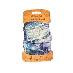 Karma Gifts Blue Boho Chic Floral Wide Headband Unisex Casual